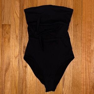 Aerie Black Strapless One-Piece Swimsuit